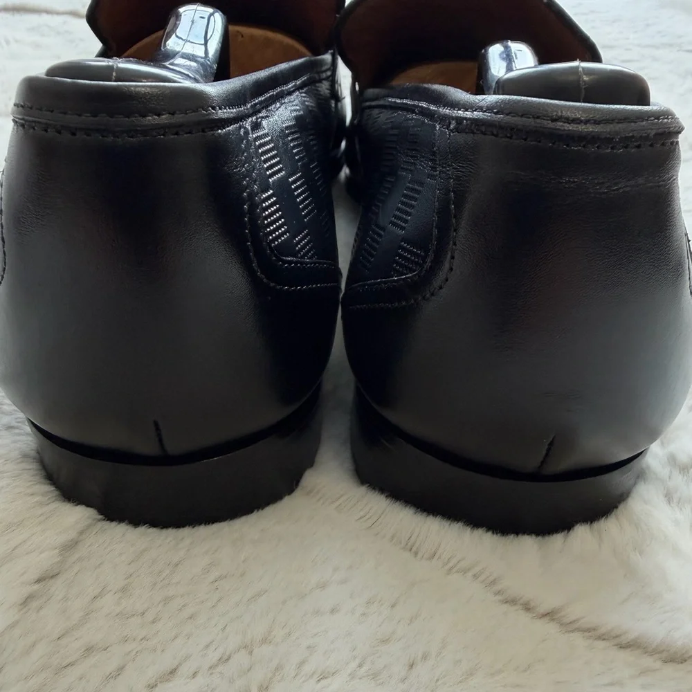 $449 Mezlan Verona Horse Bit Black Checkered Leather Slip-On Loafers 10M - Picture 6 of 11